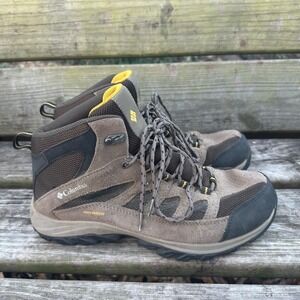 Columbia Crestwood Mid Waterproof Hiking Boots Brown Yellow Lace Up Size 10 Wide